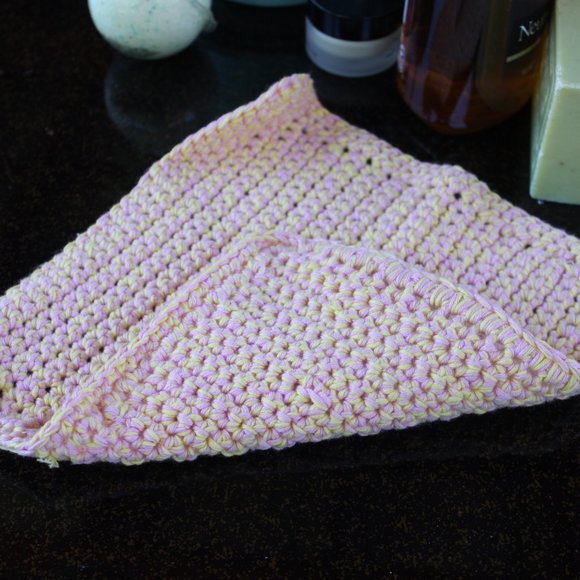 NEW 💖 Cotton Washcloth Pink Yellow Hypoallergenic Hand Crafted - Picture 5 of 10